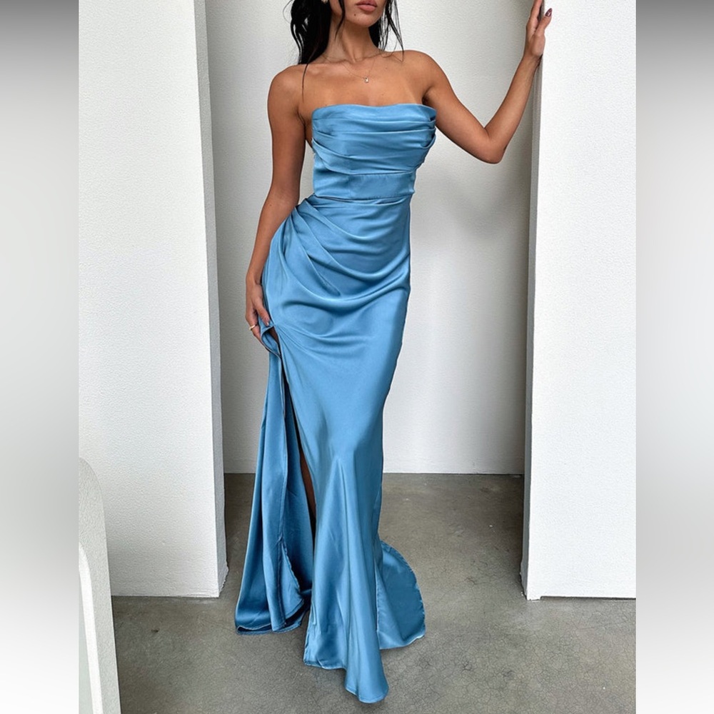 Blue satin maxi gown dress That’s so Fetch